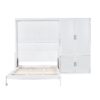 Queen Size Murphy Wall Bed With Closet, Space Saving Design - White - Image 4