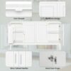 4 Door Sideboard Storage Cabinet With Door Shelf For Living Room And Dining Room, 2 Large Cabinets With Adjustable Shelf - White - Image 7