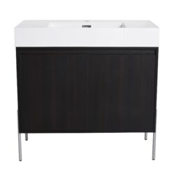 Minimalist 36" Freestanding Bathroom Vanity With Resin Sink And Storage Cabinet - Dark Oak