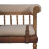 Strapped Hallway Boucle Bench - Beige / Brown - Image 7