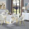 Gaines - High Gloss Dining Table With Pedestal Base - White - Image 4