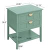 2 Drawer Side Table, American Style, End Table, Suitable For Bedroom, Living Room, Study - Light Green - Image 3