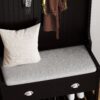 3 In 1 Wooden Hallway Hall Tree With Storage Drawers, Coat Rack, Shoe Rack Bench, And Cushion - Amber Graphite / Black - Image 8