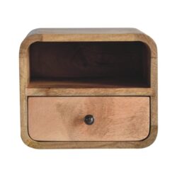 Extra Mini Wall Mounted Curved Nightstand With Open Slot - Brown