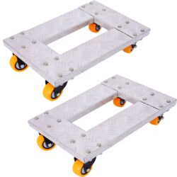Movers Dolly Heavy Duty Furniture Dolly Trolley Cart, Aluminum Frame With 3" Tpu Professional Casters With Brake Option (Set of 2) - Silver