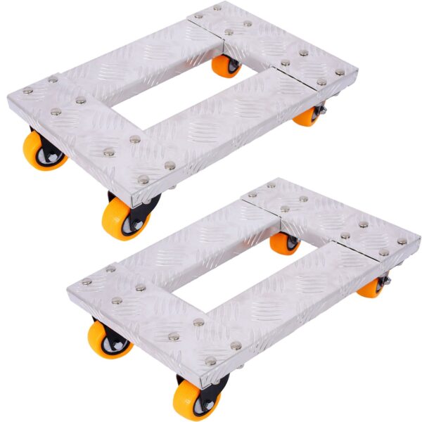 Movers Dolly Heavy Duty Furniture Dolly Trolley Cart, Aluminum Frame With 3" Tpu Professional Casters With Brake Option (Set of 2) - Silver