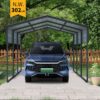 10 X 15 Ft Carport, Outdoor Carport, Heavy Duty Carport Canopy With Galvanized Steel Roof And Frame, Metal Carport Large Garage For Driveway Car, Truck - Charcoal - Image 2