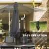 Outsunny - 8 Piece Patio Dining Set With Table Umbrella, 6 Folding Chairs And Rectangle Dining Table, Outdoor Patio Furniture Set - Black - Image 4
