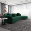 Elijah - Japandi Style Curvy Sectional Sofa - Green - Image 5