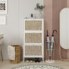 Modern Rattan 3 Door Shoe Rack Cabinet For Entryway Freestanding White Storage Unit In Particle Board - White - Image 2
