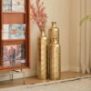 Floor Metal Vases Decorated White Metal Vases (Set of 3) Gorgeous Home Decoration Large Glazed Metal Vases - Golden - Image 9