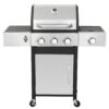 3 Burner Propane Gas Bbq Grill With Side Burner, 37230Btu Output With Enameed Cast Iron Cooking Grids For Outdoor Barbecue, Stainless Steel - Black / Silver - Image 5