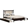 Queen Size Platform Bed With 2 Big Drawers Twin Size Trundle - Espresso - Image 3