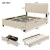 Queen Platform UpholsteredBed With 2 Drawers And Twin Long Trundle - Beige - Image 14