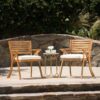 Outdoor Dining Set With Coffee Table And 2 Chairs - Teak - Image 6