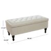 Button-Tufted Upholstered Ottoman With Hidden Storage - Linen - Image 3