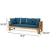 Outdoor Daybed With X-Shaped Panel Backrest And Armrests - Teak - Image 3