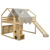 Full Size Loft Bed House Shaped Frame With Tent - Natural / Beige - Image 11