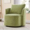 360° Swivel Chair, Accent Barrel Armchair, Upholstered With Curved Design - Green - Image 4