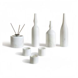 Luxury Natural Marble Living Room Accessories Set, 7 Pieces, Genuine Real Marble - White