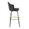 Ahoy - Contemporary Fixed Height Bar Stool Round Gold Footrest (Set of 2) - Charcoal / Black - Image 3