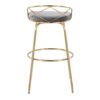 Charlotte - Glam Glam / Art Deco Fixed Height Barstool With Swivel With Round Footrest (Set of 2) - Gold / Gray - Image 5