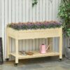 Outsunny - Raised Garden Bed, 47" x 22" x 33", Elevated Wooden Planter Box With Lockable Wheels, Storage Shelf, And Bed Liner For Backyard, Patio - Natural - Image 8