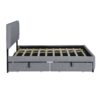 Queen Platform Contemporary Upholstered Bed With Drawers, Trundle - Gray - Image 3
