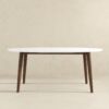 Ada - Mid-Century Modern Style Top Oval Dining Table - Brown / White - Image 4