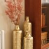 Floor Metal Vases Decorated White Metal Vases (Set of 3) Gorgeous Home Decoration Large Glazed Metal Vases - Golden - Image 24