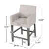 Charmed Upholstered Counter Stool With H Frame Base And Round Arms - Light Gray - Image 3