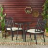 3 Piece Metal Bistro Set With 2 Curved Armrest Chairs - Black - Image 9