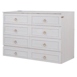 Queen Murphy Bed Elegantly Designed With Large Drawers - White