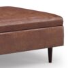 Shay - Mid Century Large Square Coffee Table Storage Ottoman - Distressed Saddle Brown - Image 5