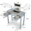 Vanity Table With LED Lights, Flip-Top Mirror And 2 Drawers, Jewelry Storage - Sleek Gray - Image 18