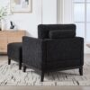 Farmhouse Upholstered Accent Chair With Ottoman Wood Base, Reversible Lid Coffee Table For Living Room Or Office - Black - Image 5