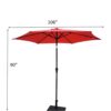 9' Pole Umbrella With Carry Bag - Red - Image 3