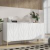 Creative Carved 4 Door Sideboard With Handleless Press To Open Design - White - Image 5