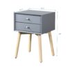 Side Table With 2 Drawer, Mid-Century Modern Storage Cabinet For Bedroom - Gray - Image 8