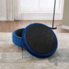 Upholstered Round Ottoman With Reversible Lid, Velvet Storage Stool, Channel Tufted Pumpkin Shape Footstool For Living Room, Bedroom And Office - Navy - Image 7