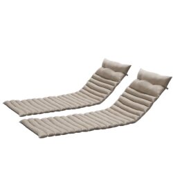 Outdoor Lounge Chair Cushion Replacement Patio Funiture Seat Cushion Chaise Lounge Cushion (Set of 2) - Khaki