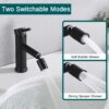 2 Mode Bathroom Faucet With 360 Degree Rotating Aerator For Sink - Matte Black - Image 5