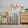 Modern Floor Vase Set Metal Vases With Geometric Pattern, 3 Piece Home Decor Set - White / Black - Image 16