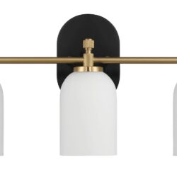 Meadows - 3 Lights Vanity Brush Bathroom Wall Light For Bathroom Over Mirror - Black / Gold / White