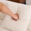 Compression Sofa: Combining Chaise Longue With 3 Seater, Wood Grain Chenille Fabric, Full Sponge Compression Sofa, Combined Sofa With 4 Pillows For Living / Home Furniture / Apartment - White - Image 11