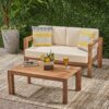 2 Piece Patio Set With Open-Back Loveseat And Coffee Table - Beige / Brown - Image 9