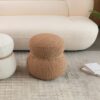 Snowman Stool With Lamb Wool Cushion And Solid Wood Frame - Light Camel - Image 7