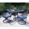 Round 4 Person 48.03" Long Aluminum Dining Set With Cushions - Gray / Navy - Image 9