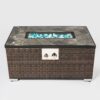 Outdoor Fire Table Propane Fire Pit Rattan Gas Fire Table, Gas Fire Table With Tile Tabletop - Brown - Image 4