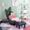 Adjustable Japanese Reclining Floor Chair Sofa With Metal Frame For Living Room & Balcony - Navy - Image 13
